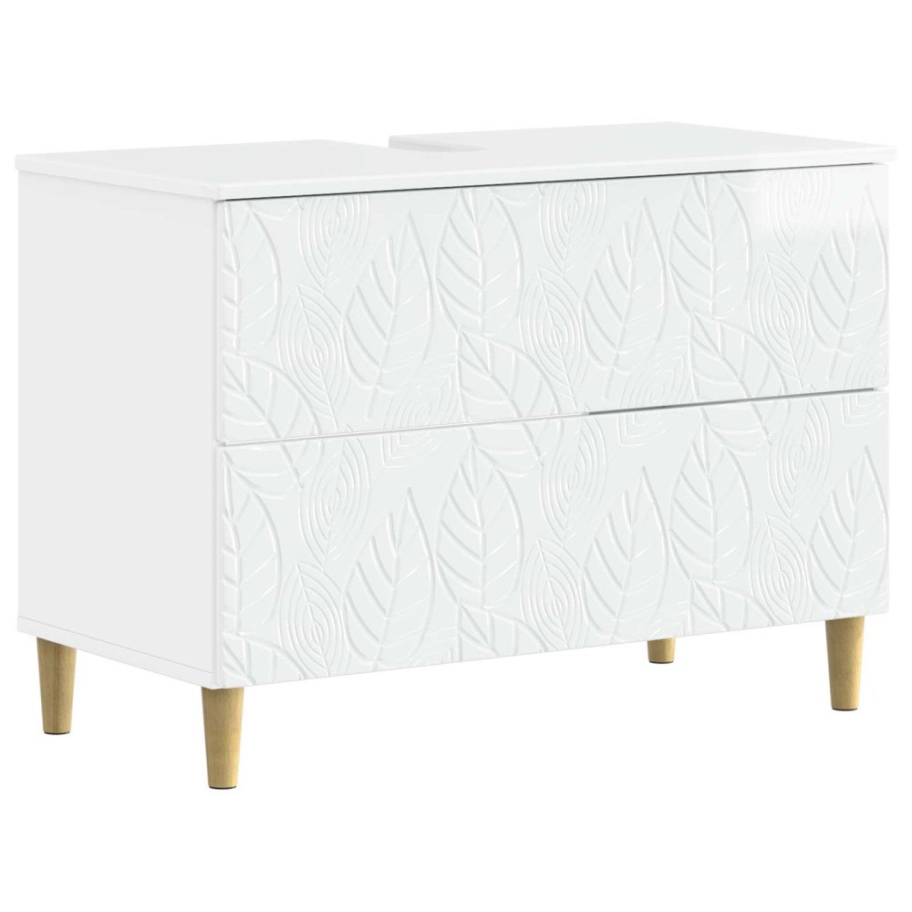 vidaXL Badrumsskåp med handfat DELFT Vit högglans 82 x 41 x 59 cm