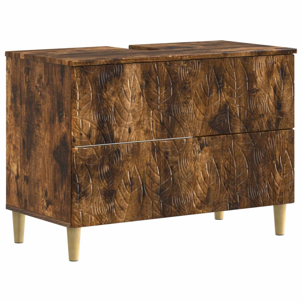 vidaXL Badrumsskåp med handfat DELFT Rökt ek 82 x 41 x 59 cm