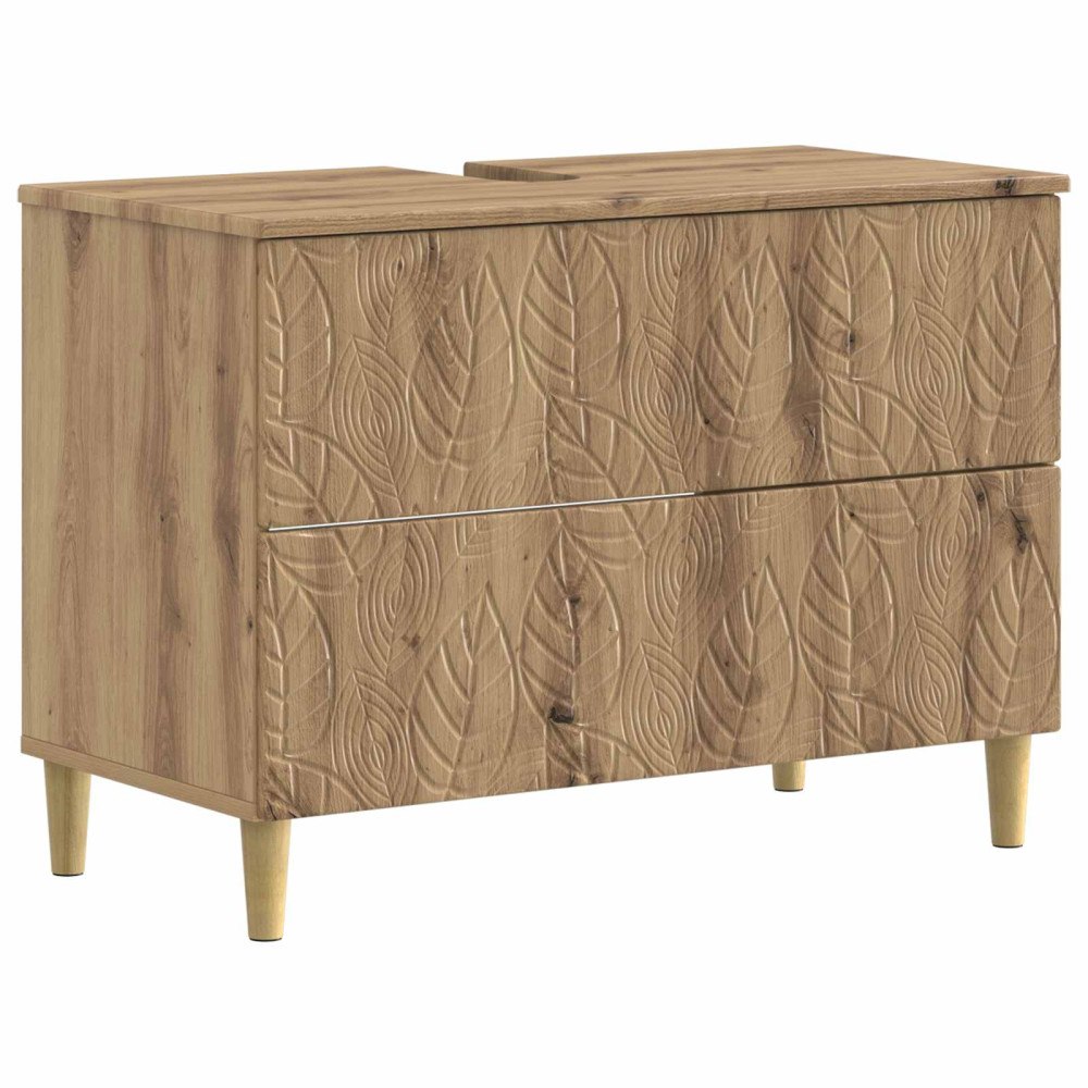 vidaXL Badrumsskåp med handfat DELFT Artisan-ek 82 x 41 x 59 cm