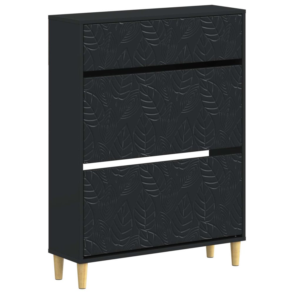 vidaXL Skoskåp DELFT 78 x 24 x 103 cm Konstruerat trä Svart