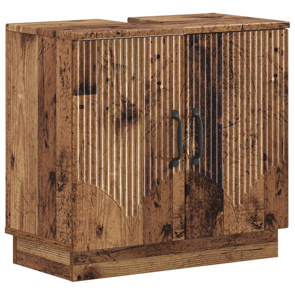 vidaXL Badrumsskåp med handfat HOORN Gammalt trä 59,5 x 31,5 x 56 cm