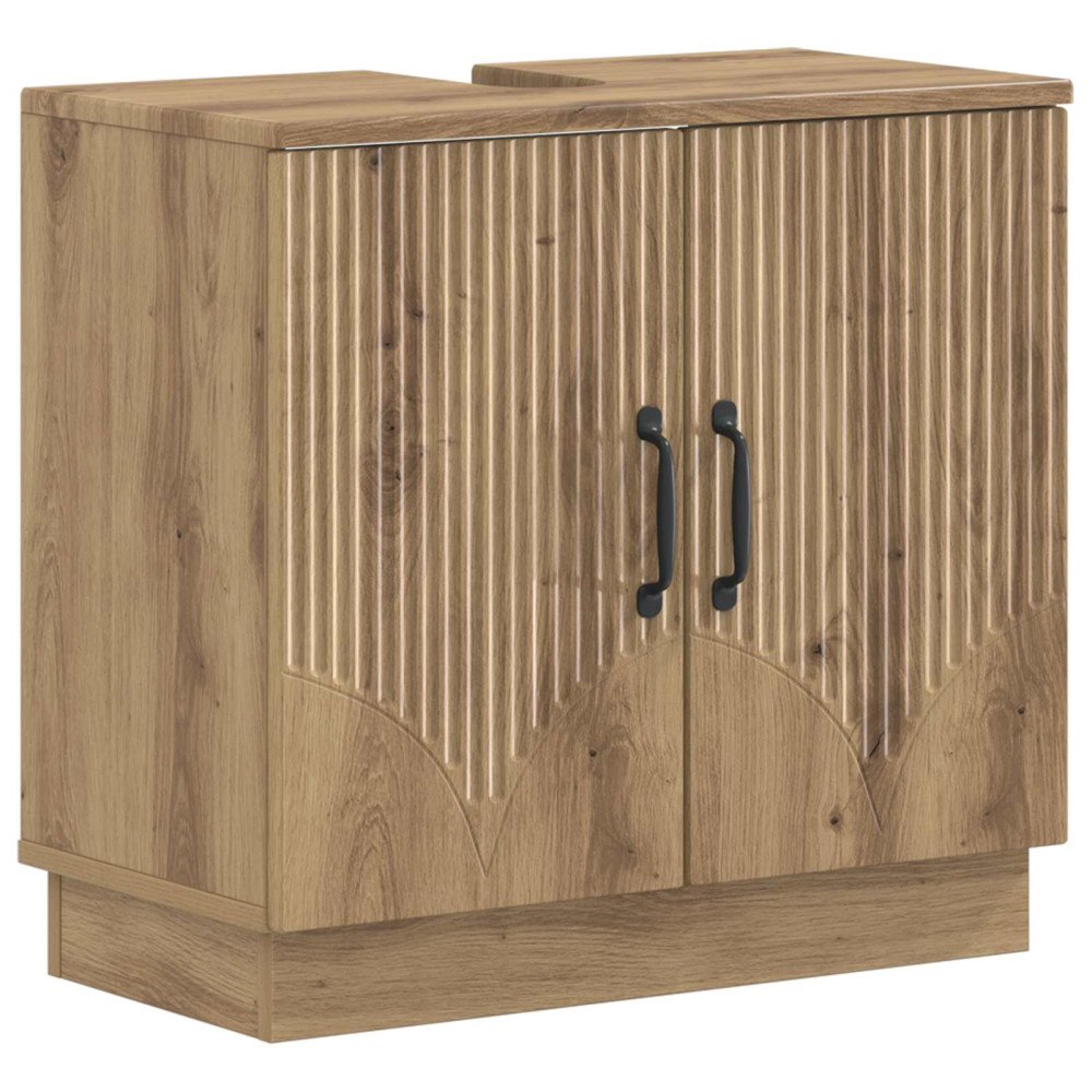 vidaXL Badrumsskåp med handfat HOORN Artisan-ek 59,5 x 31,5 x 56 cm