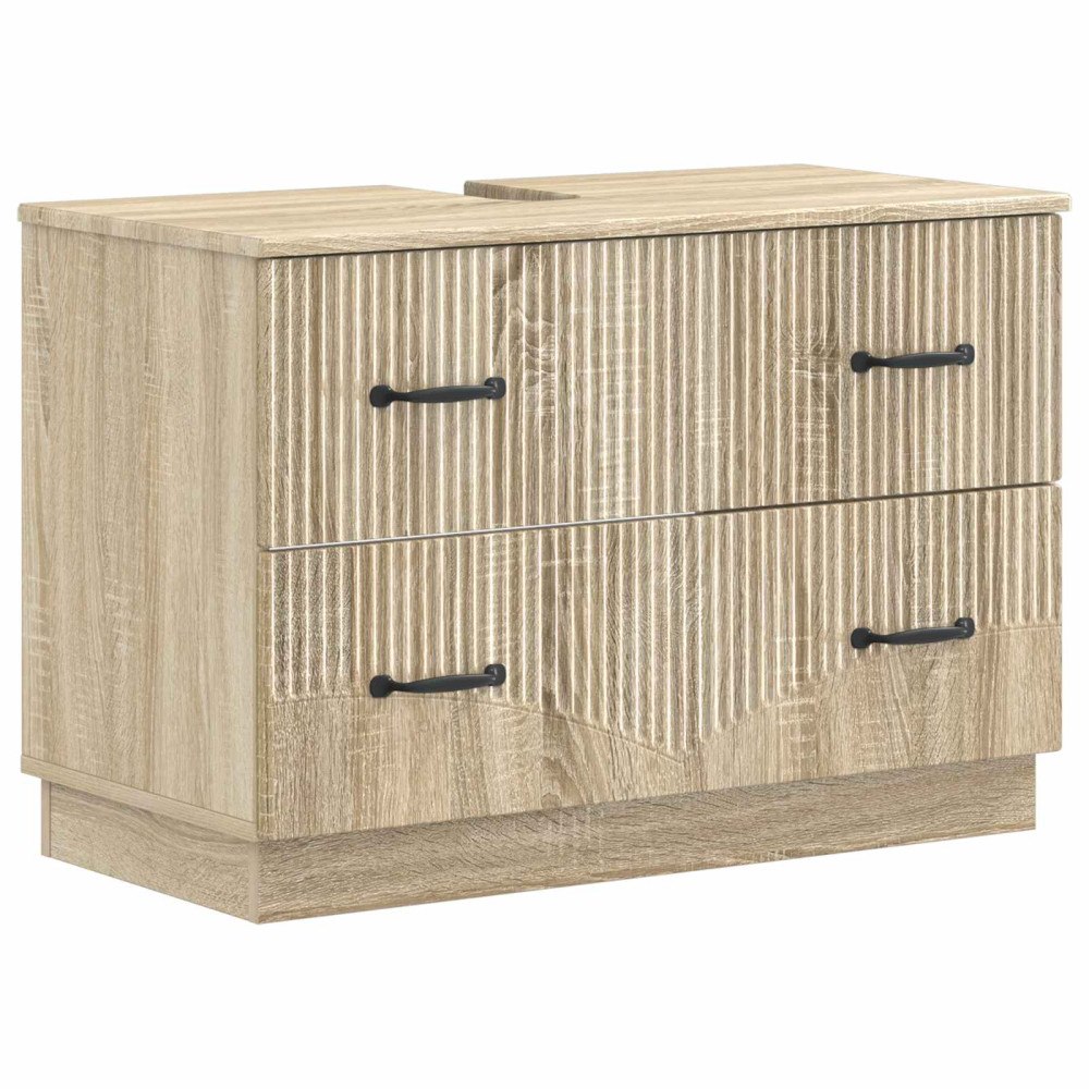 vidaXL Badrumsskåp med handfat HOORN Sonoma-ek 82 x 41 x 56 cm