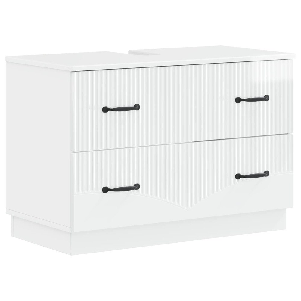 vidaXL Badrumsskåp med handfat HOORN Vit högglans 82 x 41 x 56 cm