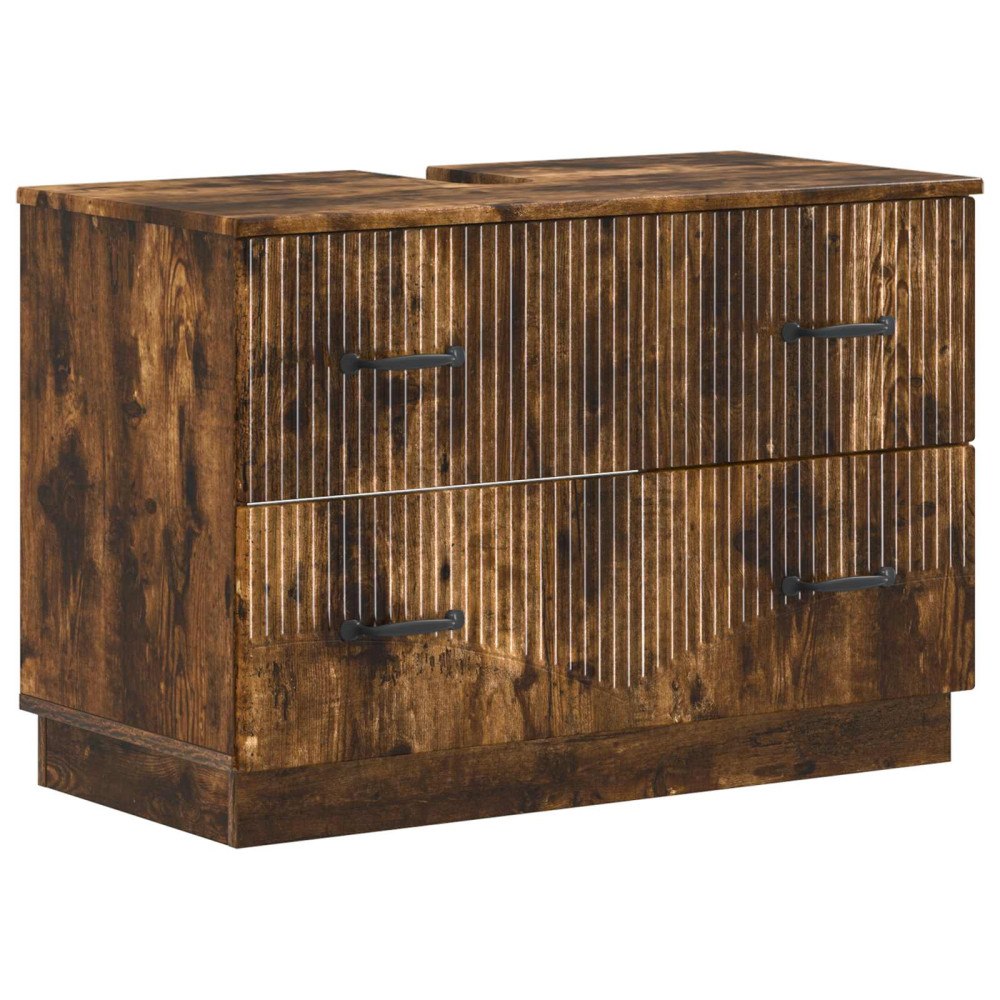 vidaXL Badrumsskåp med handfat HOORN Rökt ek 82 x 41 x 56 cm