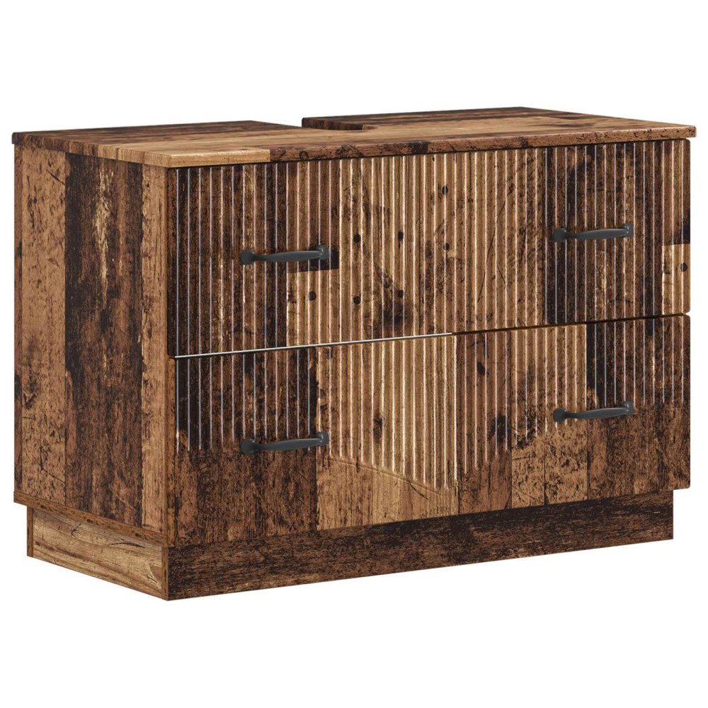 vidaXL Badrumsskåp med handfat HOORN Gammalt trä 82 x 41 x 56 cm