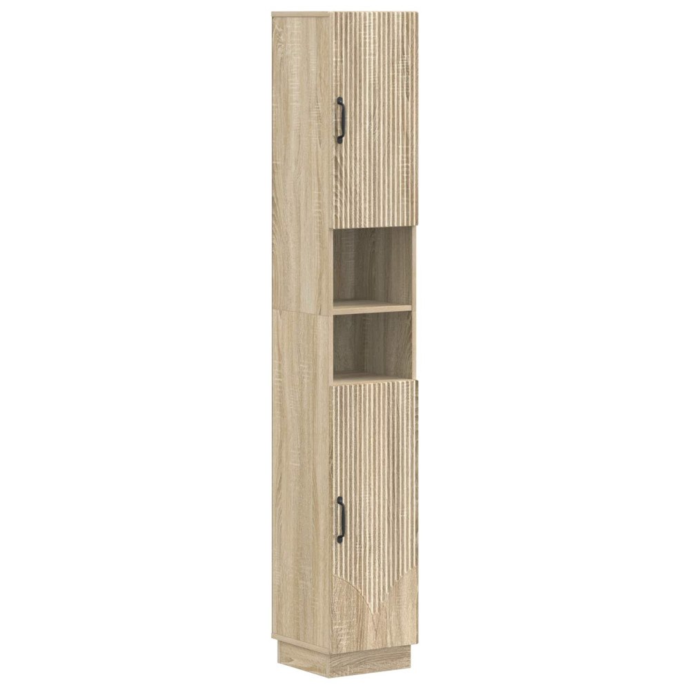vidaXL Badrumsskåp med Öppen Hylla HOORN Sonoma-ek 30 x 31 x 187 cm