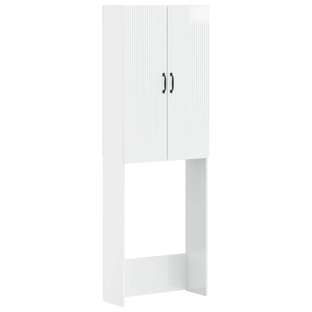 vidaXL Toalett skåp HOORN Vit högglans 66 x 25,5 x 190 cm
