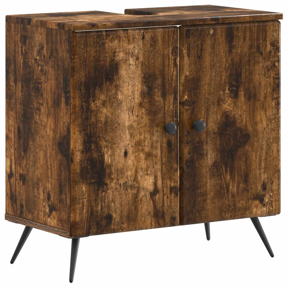 vidaXL Badrumsskåp med handfat BREDA Rökt ek 59,5 x 31,5 x 59 cm