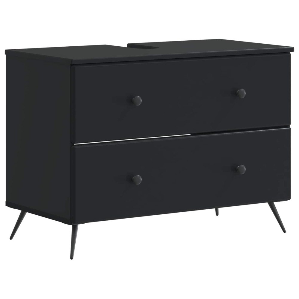 vidaXL Badrumsskåp med handfat BREDA Svart 82 x 41 x 59 cm