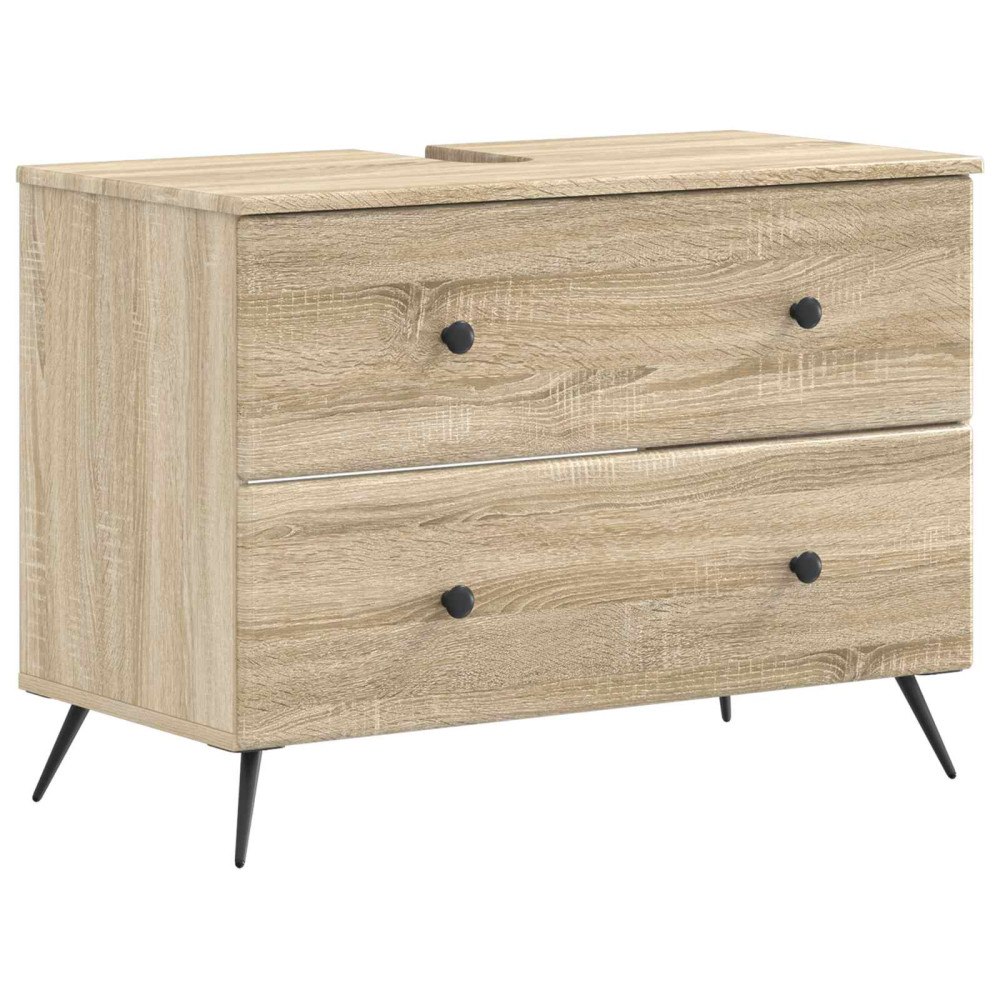 vidaXL Badrumsskåp med handfat BREDA Sonoma-ek 82 x 41 x 59 cm