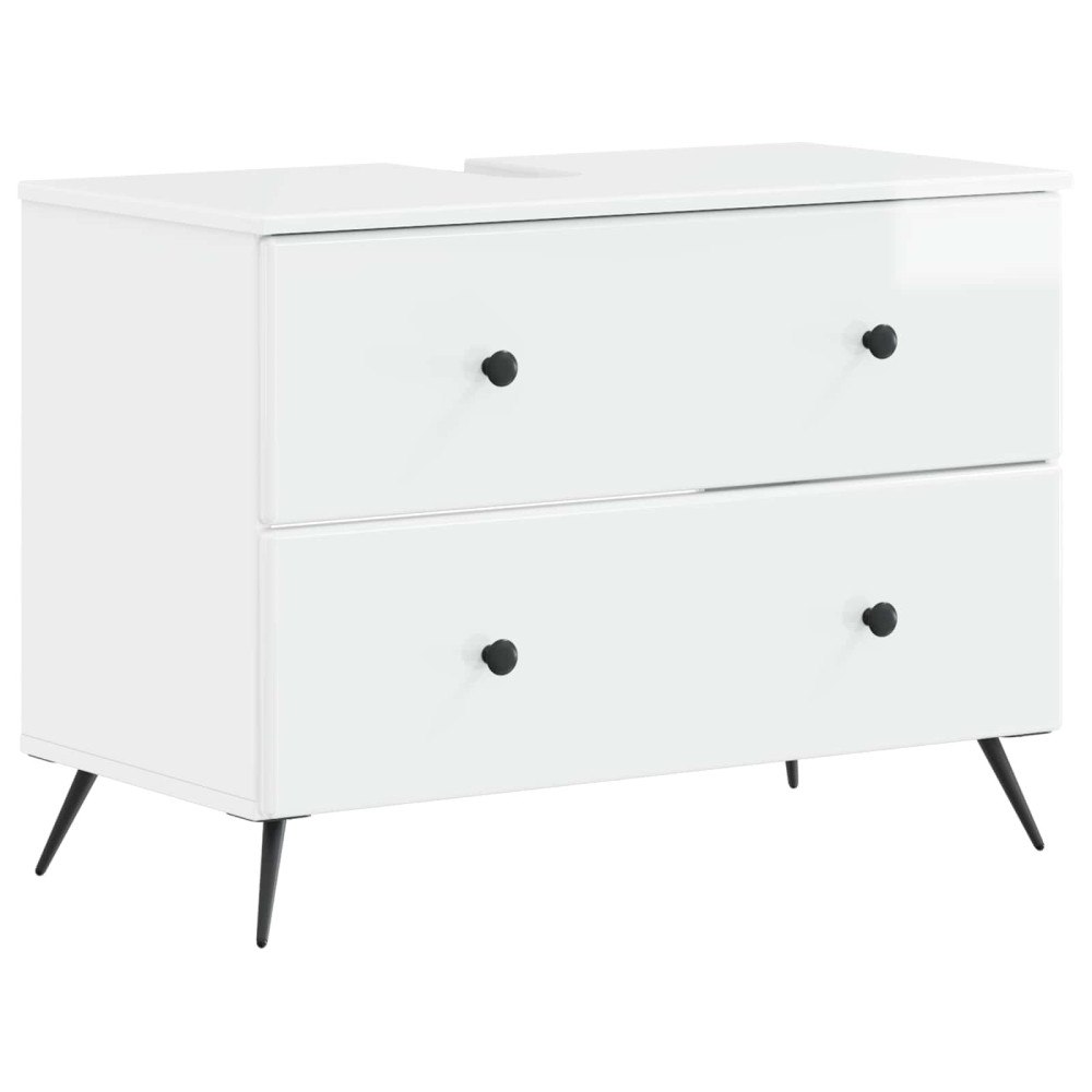 vidaXL Badrumsskåp med handfat BREDA Vit högglans 82 x 41 x 59 cm