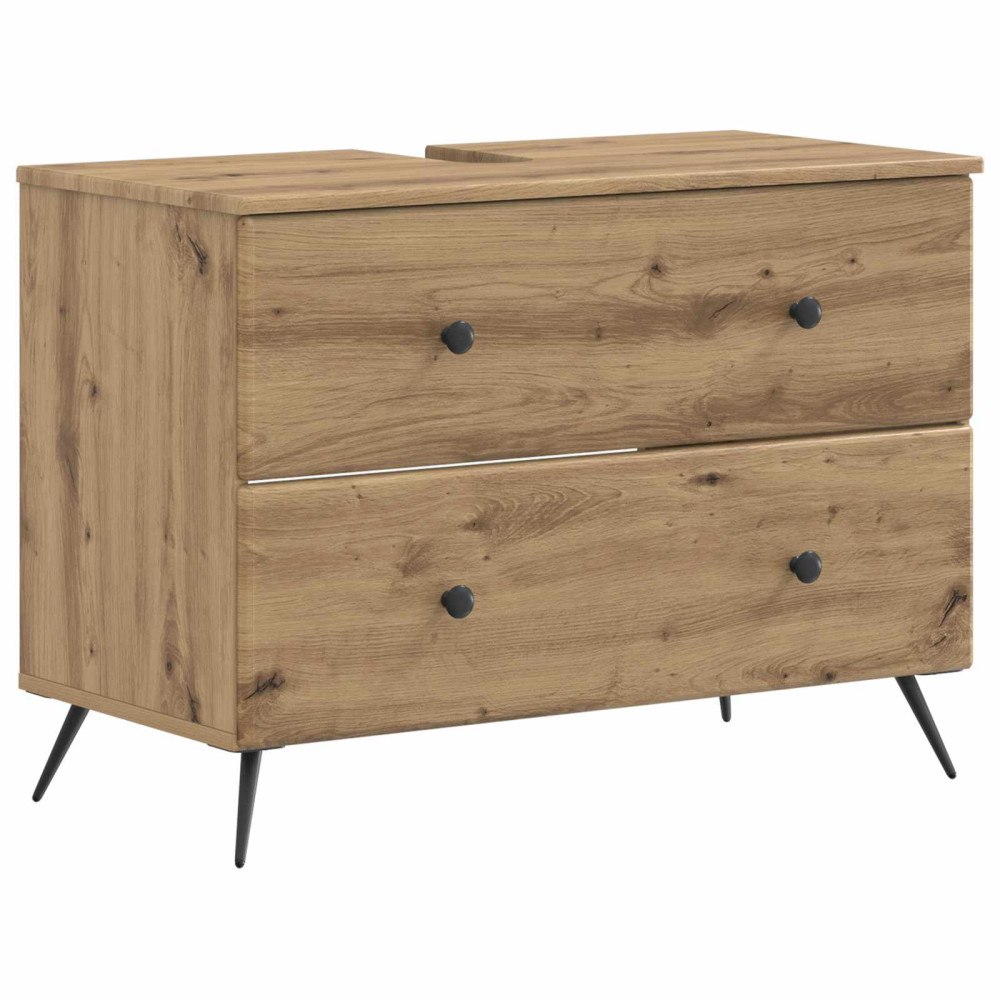 vidaXL Badrumsskåp med handfat BREDA Artisan-ek 82 x 41 x 59 cm
