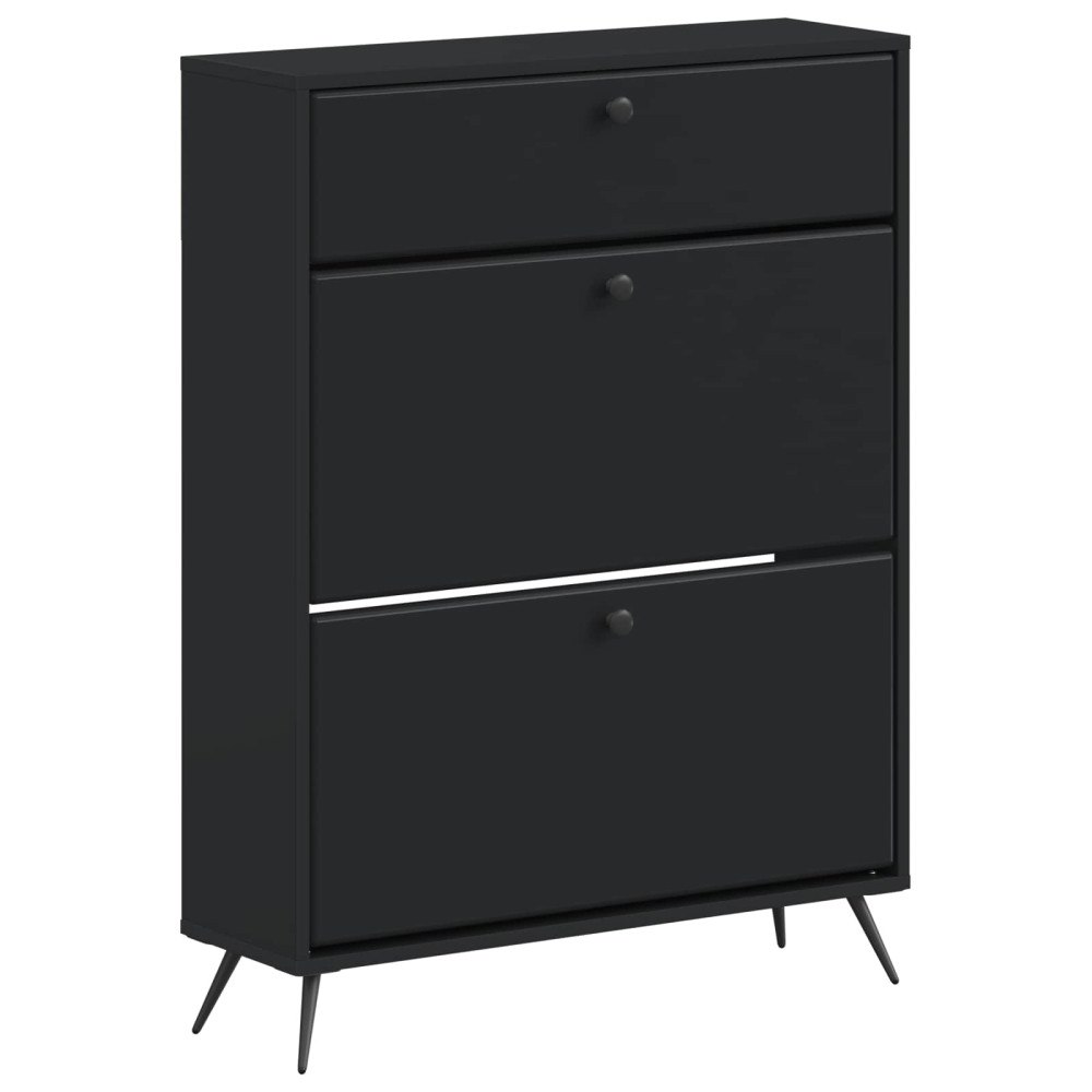 vidaXL Skoskåp BREDA 78 x 24 x 103 cm Konstruerat trä Svart