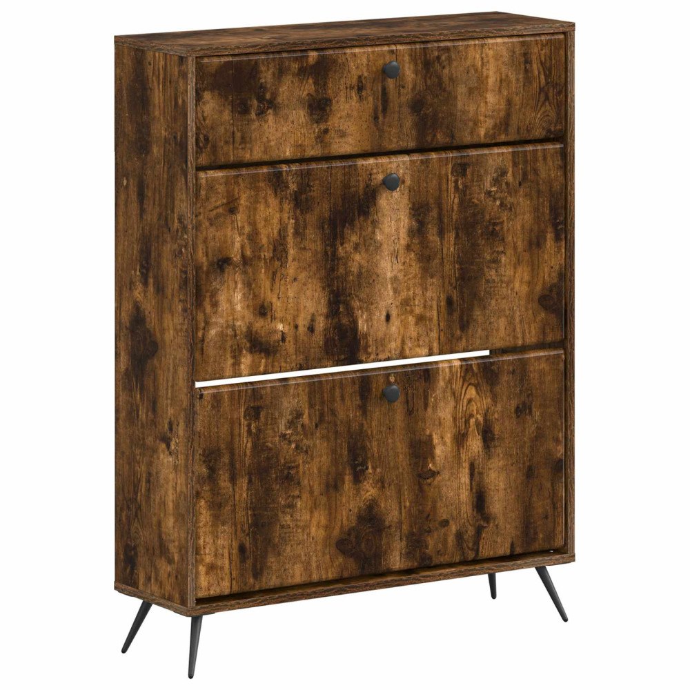 vidaXL Skoskåp BREDA 78 x 24 x 103 cm Konstruerat trä Rökt ek