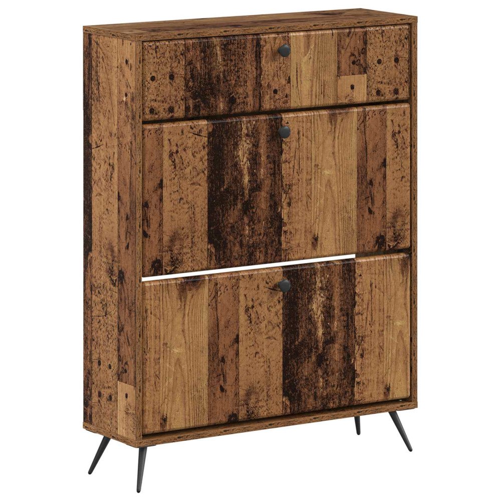 vidaXL Skoskåp BREDA 78 x 24 x 103 cm Konstruerat trä Gammalt trä