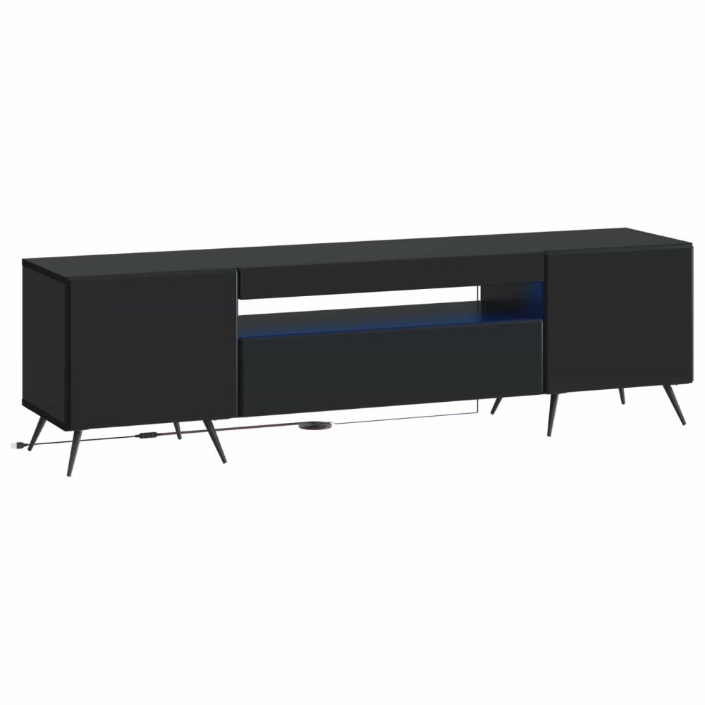 vidaXL LED TV-skåp Svart Konstruerat trä
