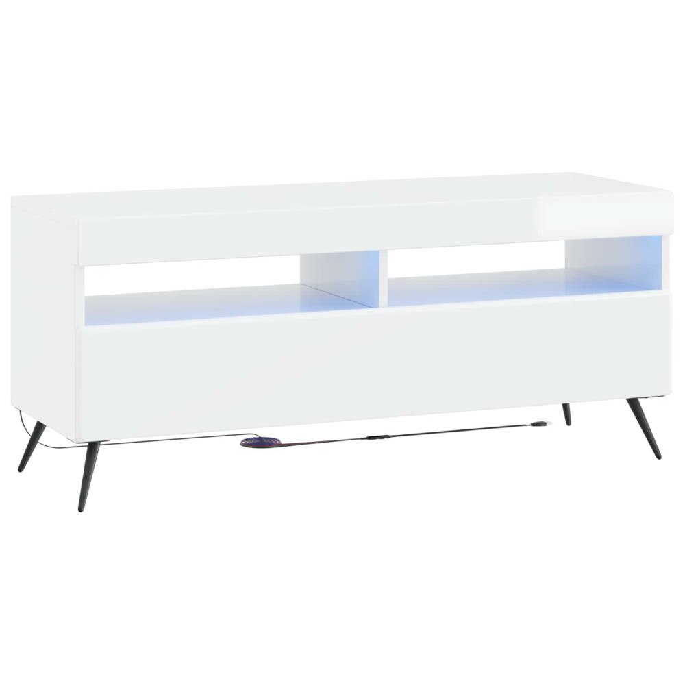 vidaXL LED TV-skåp Vit högglans Konstruerat trä