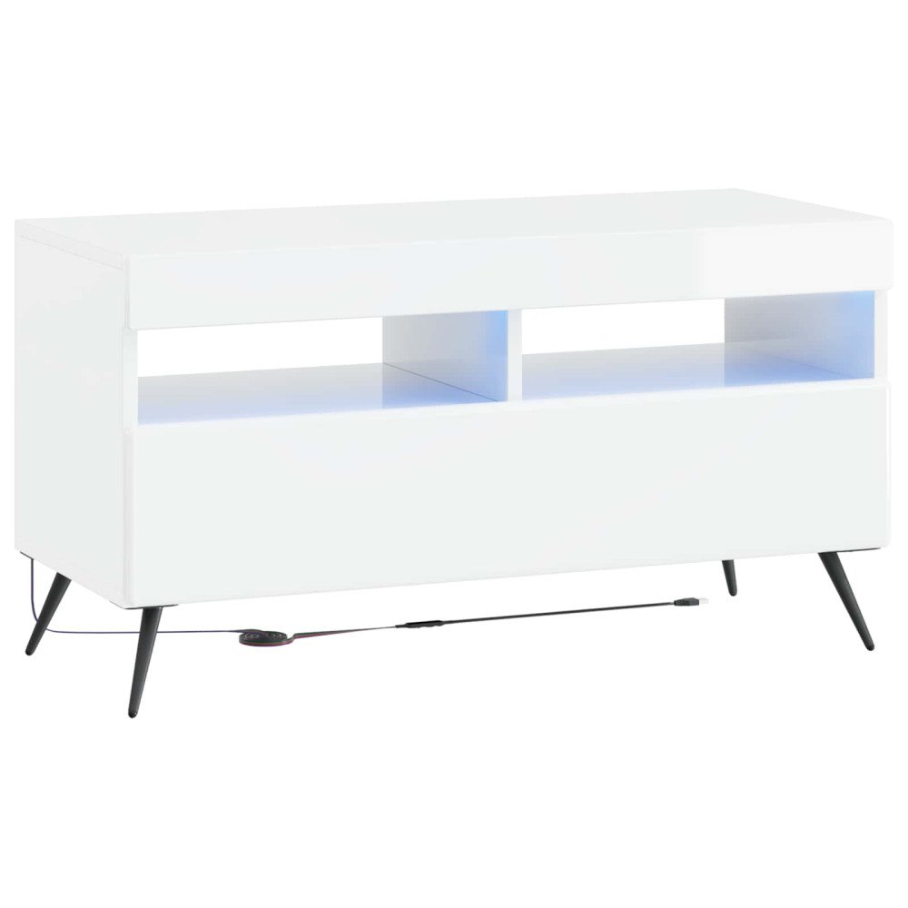 vidaXL LED TV-skåp BREDA Vit högglans Konstruerat trä