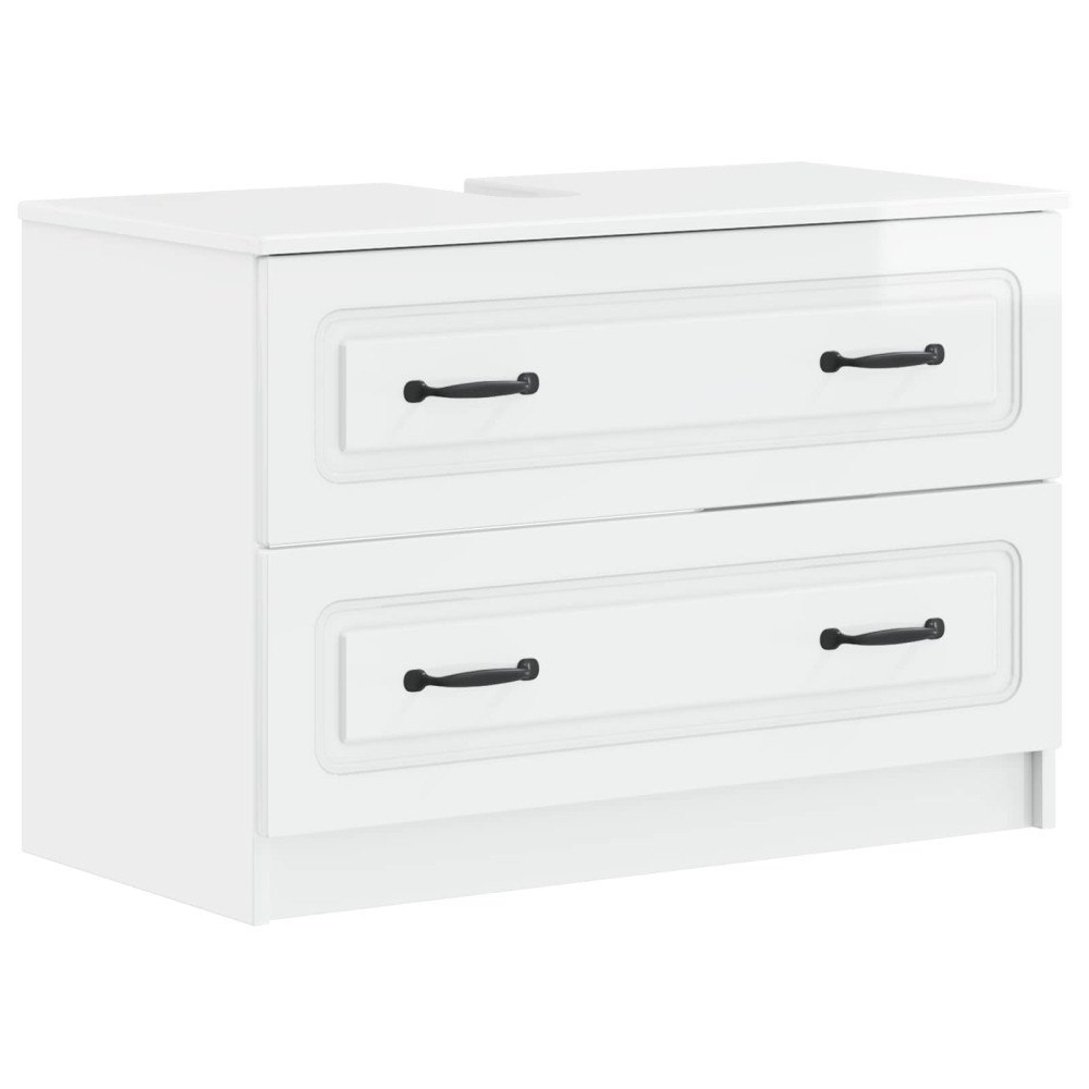 vidaXL Badrumsskåp med handfat UTRECHT Vit högglans 82 x 41 x 56 cm