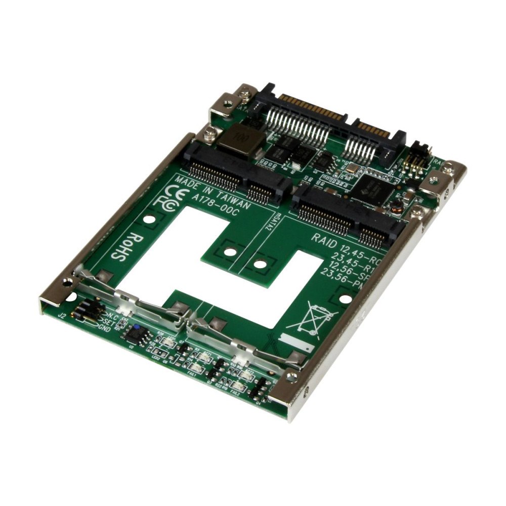 StarTech.com StarTech.com Dubbel mSATA SSD till 2,5" SATA RAID-adapter-konverterare - kontrollerkort - mSATA - SATA 6Gb/s