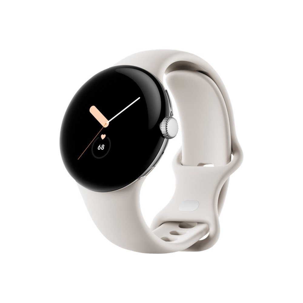 Google Google Pixel Watch - polerat silver - smart klocka med band - chalk - 32 GB