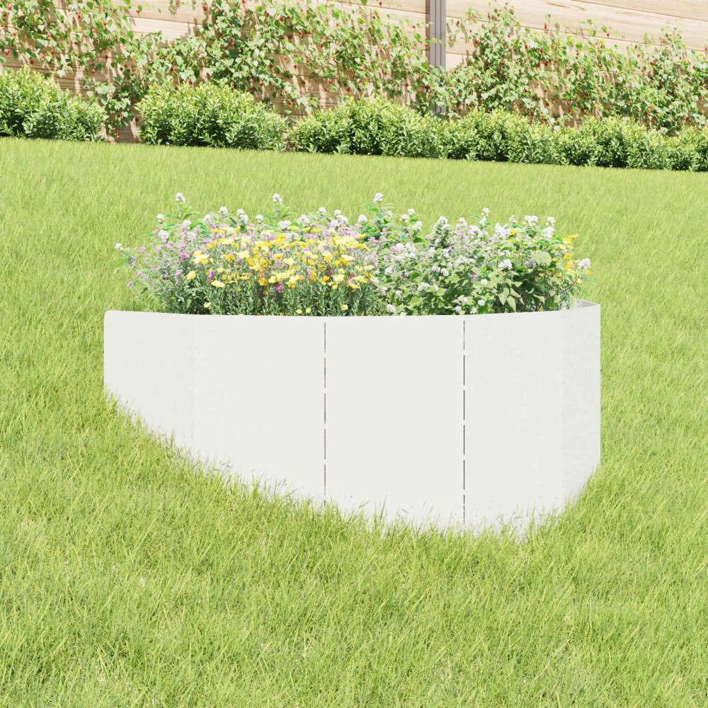 vidaXL Kant för gräsmatta 100 x 45 cm Stål Vit