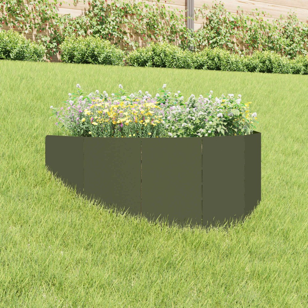 vidaXL Kant för gräsmatta 100 x 45 cm Stål Olivgrön