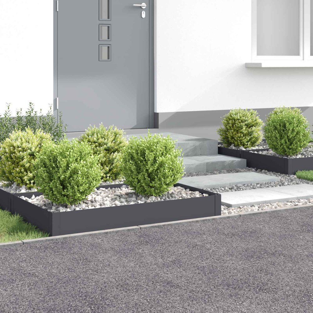 vidaXL Kant för gräsmatta 4 st 100 x 60 x 20 cm Stål Antracit