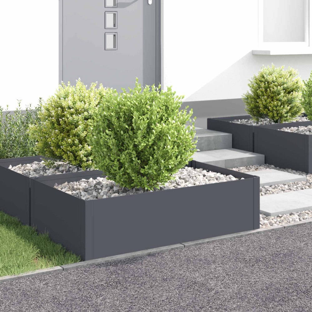 vidaXL Kant för gräsmatta 4 st 100 x 60 x 35 cm Stål Antracit