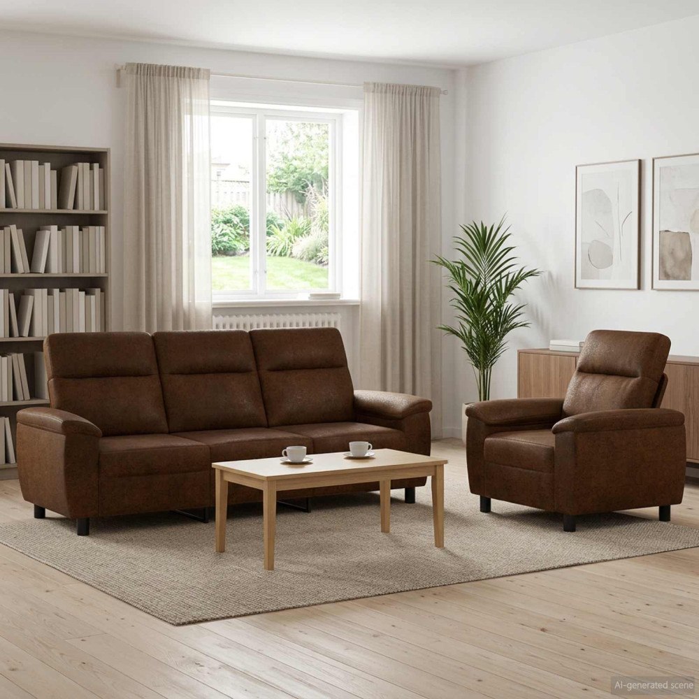 vidaXL Soffset 2 st Brun Faux Mockaläder