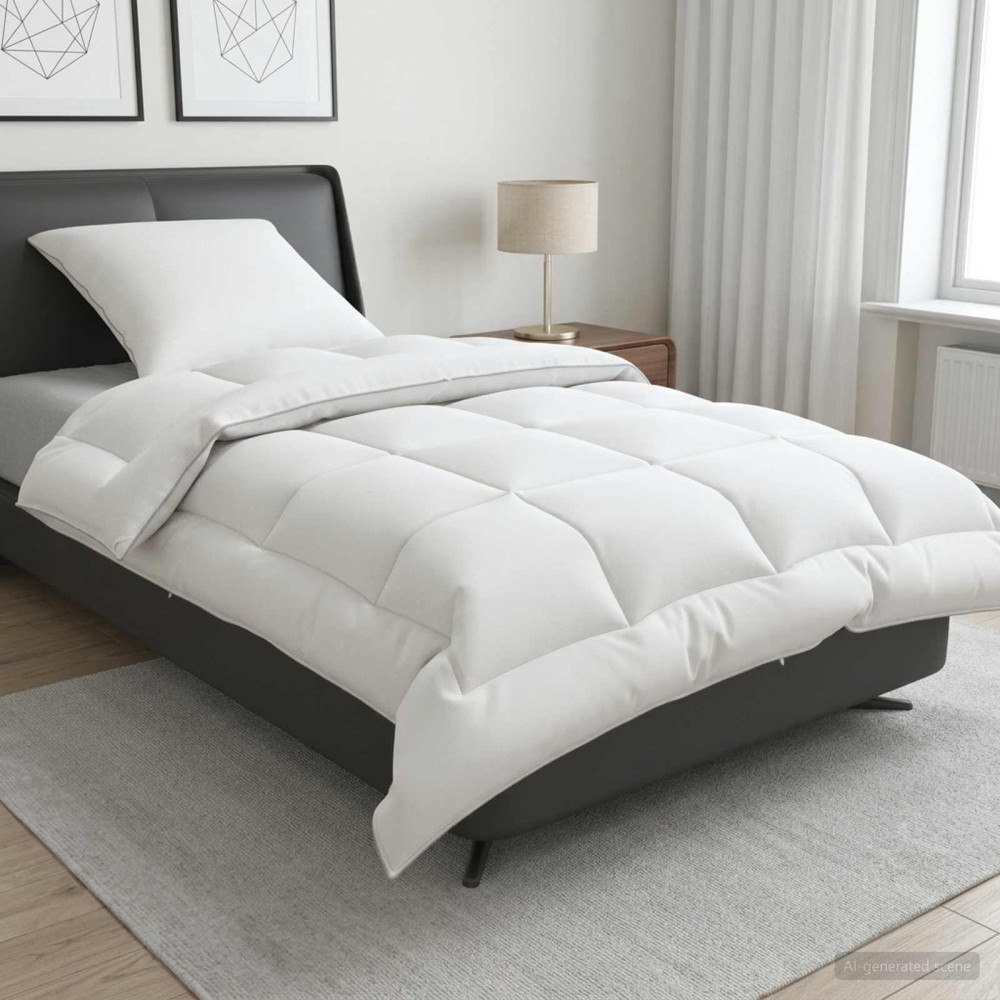 vidaXL Täcke och kudde set 2 st 137x200 cm 4 årstider 220 GSM Ull Vit