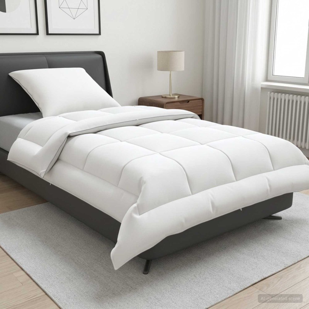 vidaXL Täcke och kudde set 2 st 137x200 cm Sommar 200 GSM Ull Vit