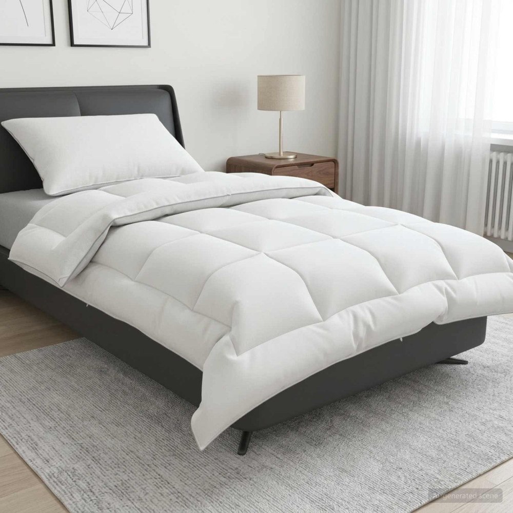 vidaXL Täcke och kudde set 2 st 152x203 cm 4 årstider 300 GSM Ull Vit