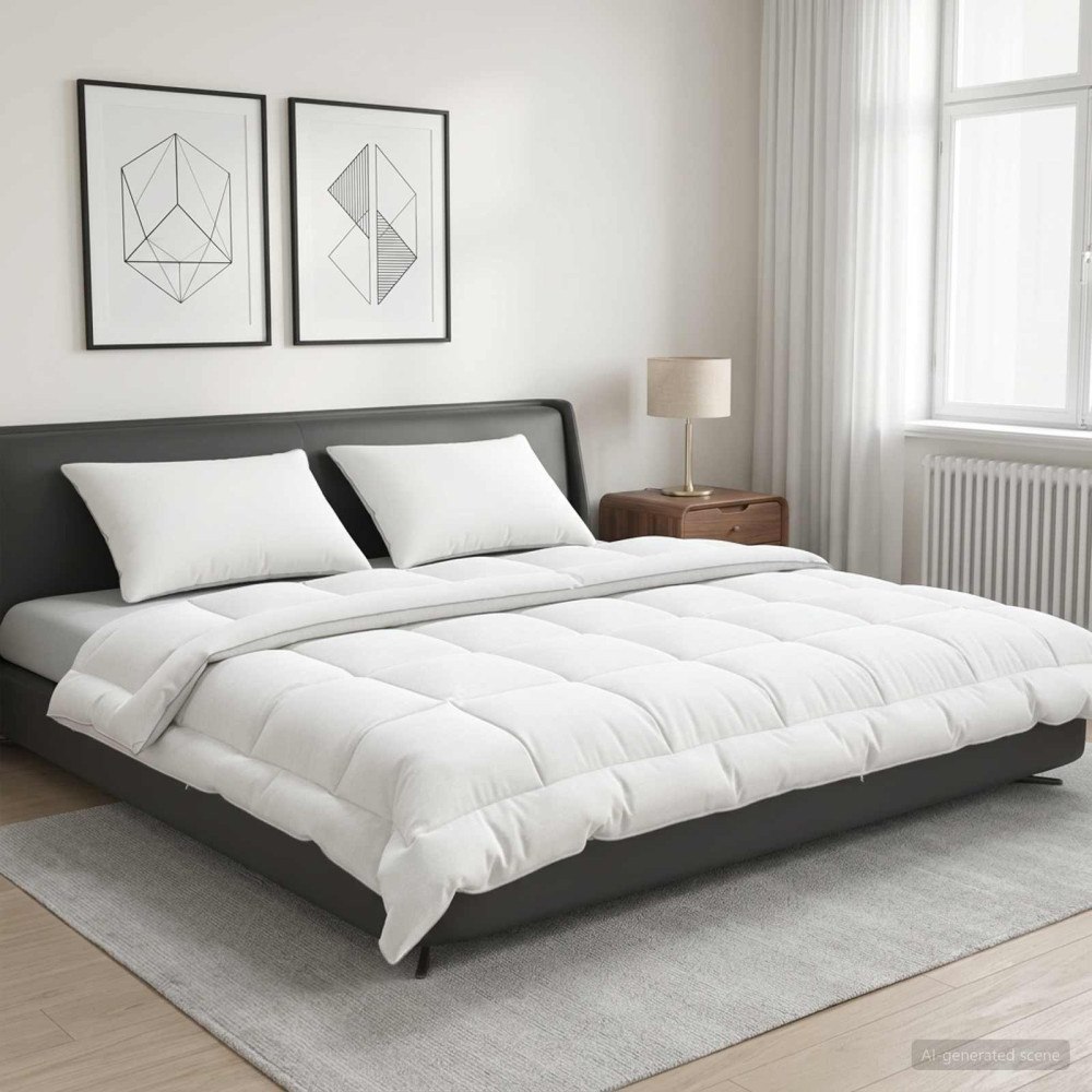 vidaXL Täcke och kudde set 3 st 200x240 cm Sommar 140 GSM Ull Vit