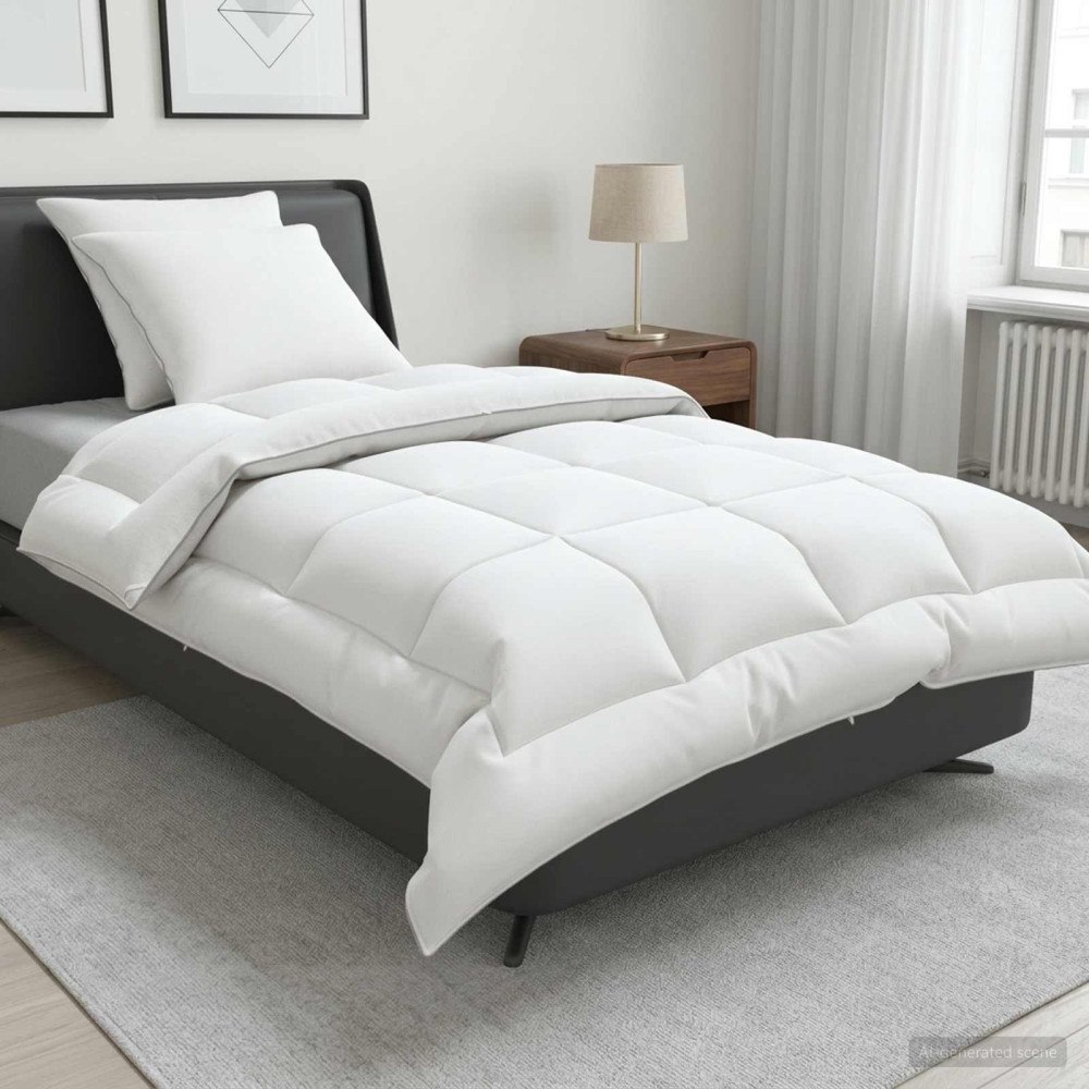 vidaXL Täcke och kudde set 3 st 155x220 cm 4 årstider 350 GSM Ull Vit