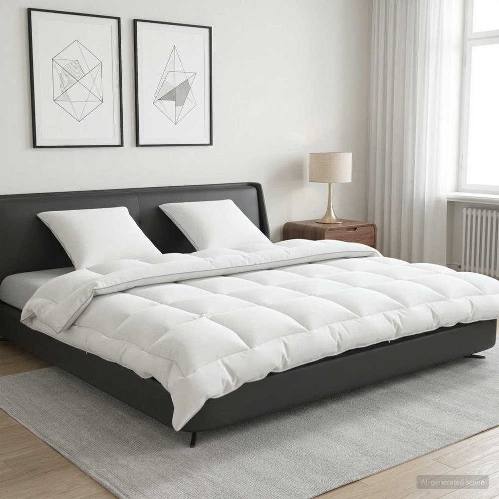 vidaXL Täcke och kudde set 3 st 220x240 cm 4 årstider 350 GSM Ull Vit