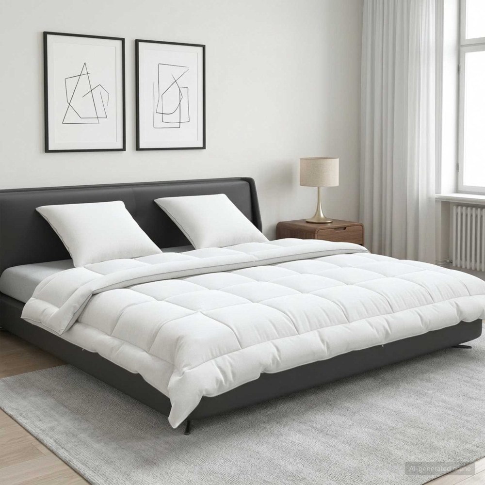vidaXL Täcke och kudde set 3 st 200x200 cm Sommar 200 GSM Ull Vit