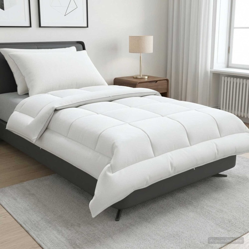 vidaXL Täcke och kudde set 3 st 135x220 cm Sommar 200 GSM Ull Vit