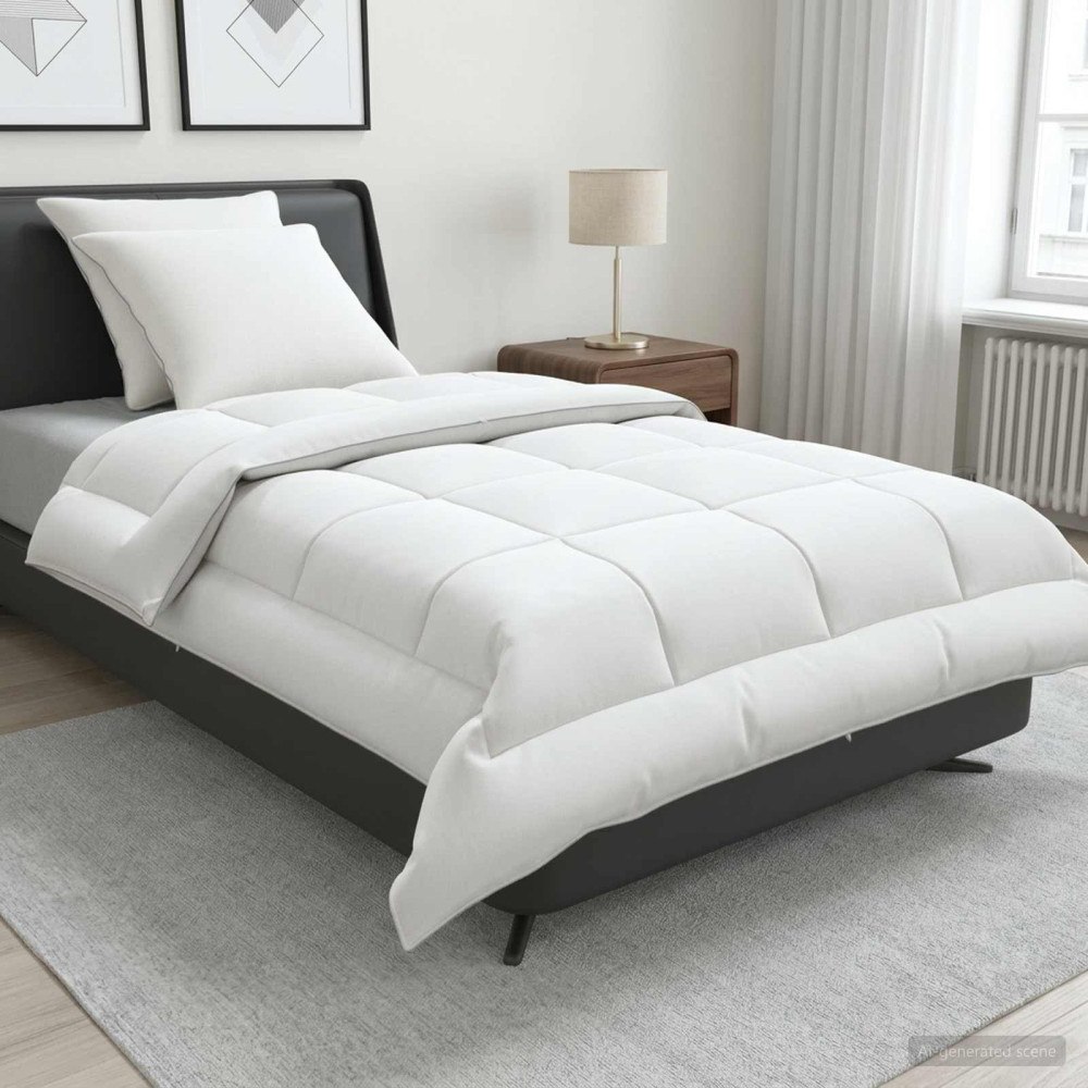 vidaXL Täcke och kudde set 3 st 135x220 cm Sommar 200 GSM Ull Vit