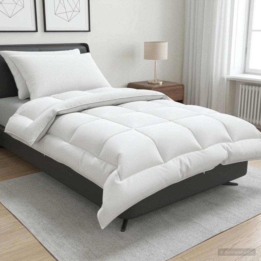 vidaXL Täcke och kudde set 3 st 140x220 cm Vinter 450 GSM Ull Vit