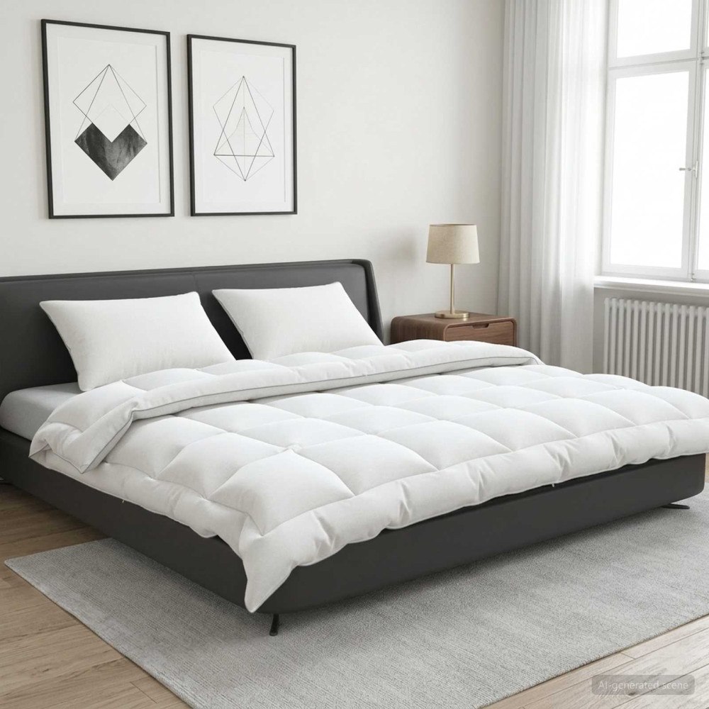 vidaXL Duntäcke TRIER 200x220 cm 4 årstider 350 GSM Vit Hypoallergen