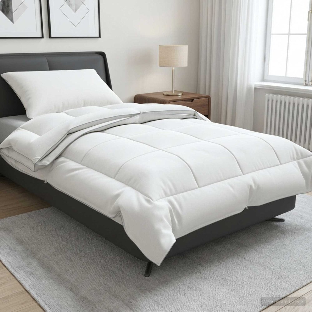vidaXL Duntäcke TRIER 135x220cm 4 årstider 140+220GSM Vit 2-i-1 Design