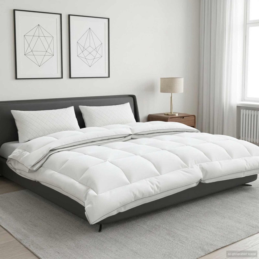vidaXL Duntäcke TRIER 240x260cm 4 årstider 140+220GSM Vit 2-i-1 Design