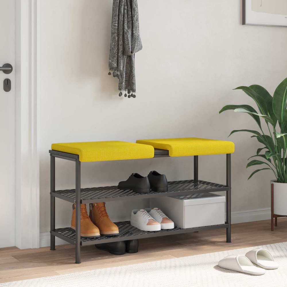 vidaXL Bänk kudde 2 st Tyg Ljusgul Djup 35 cm