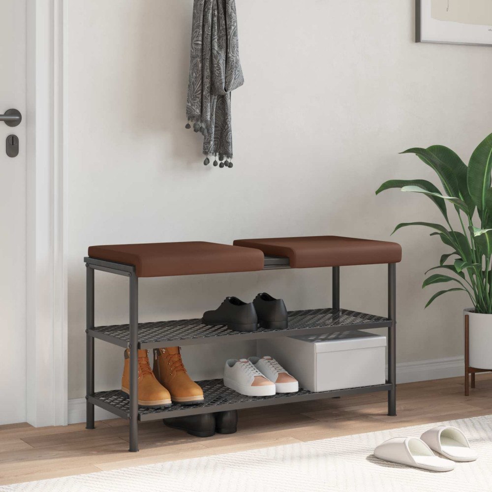 vidaXL Bänk kudde 2 st Konstläder Brun Djup 35 cm