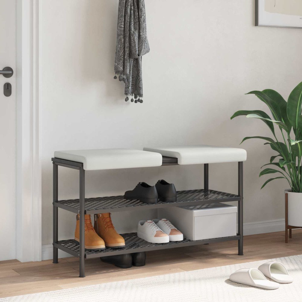 vidaXL Bänk kudde 2 st Konstläder Vit Djup 35 cm