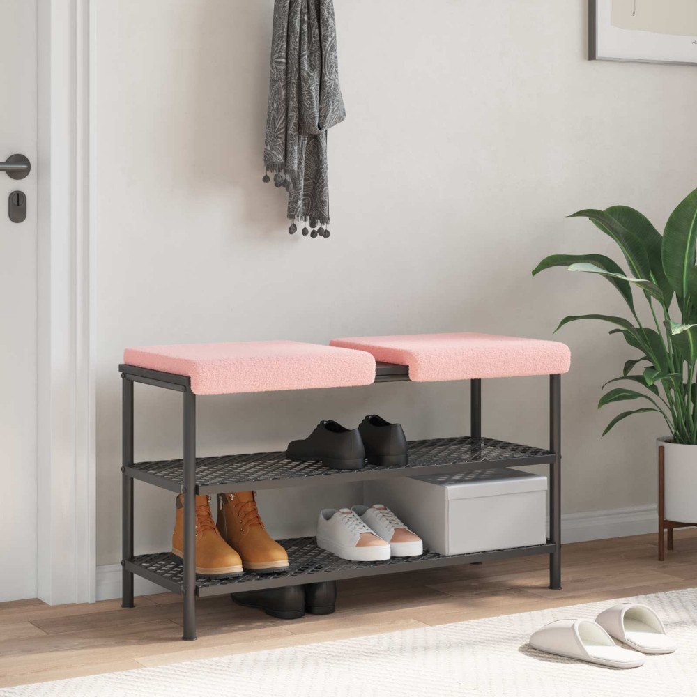 vidaXL Bänk kudde 2 st Sherpa tyg Rosa Djup 35 cm