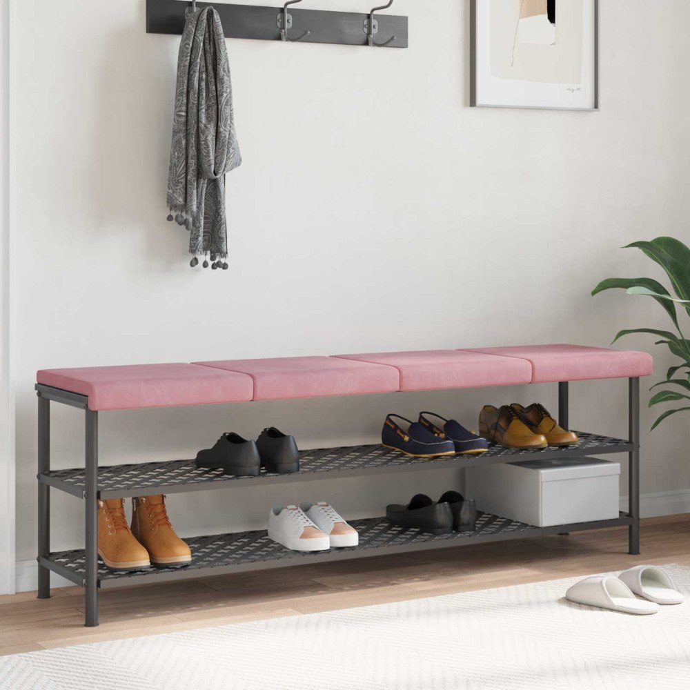 vidaXL Bänk kudde 4 st Sammet Rosa Djup 35 cm