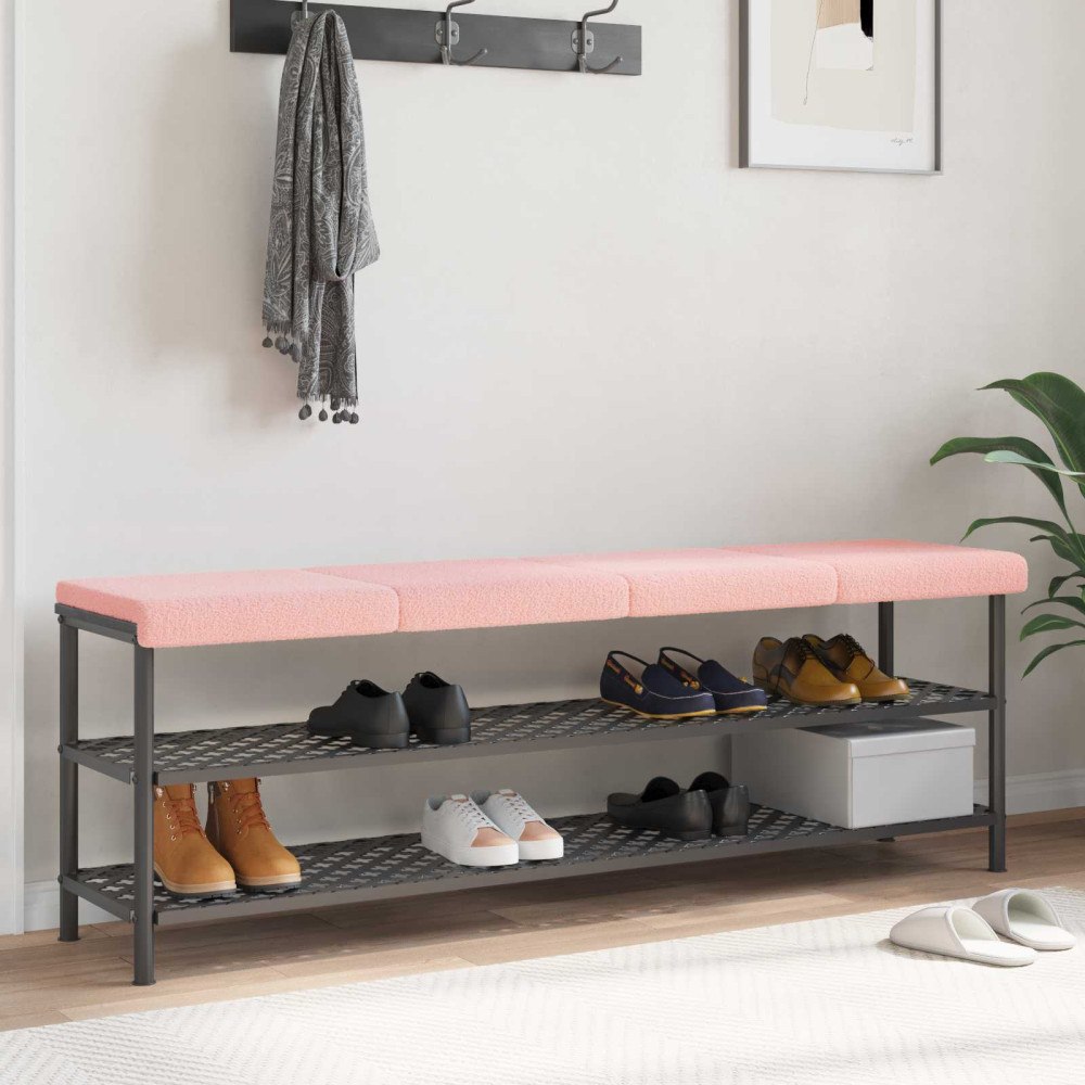 vidaXL Bänk kudde 4 st Sherpa tyg Rosa Djup 35 cm
